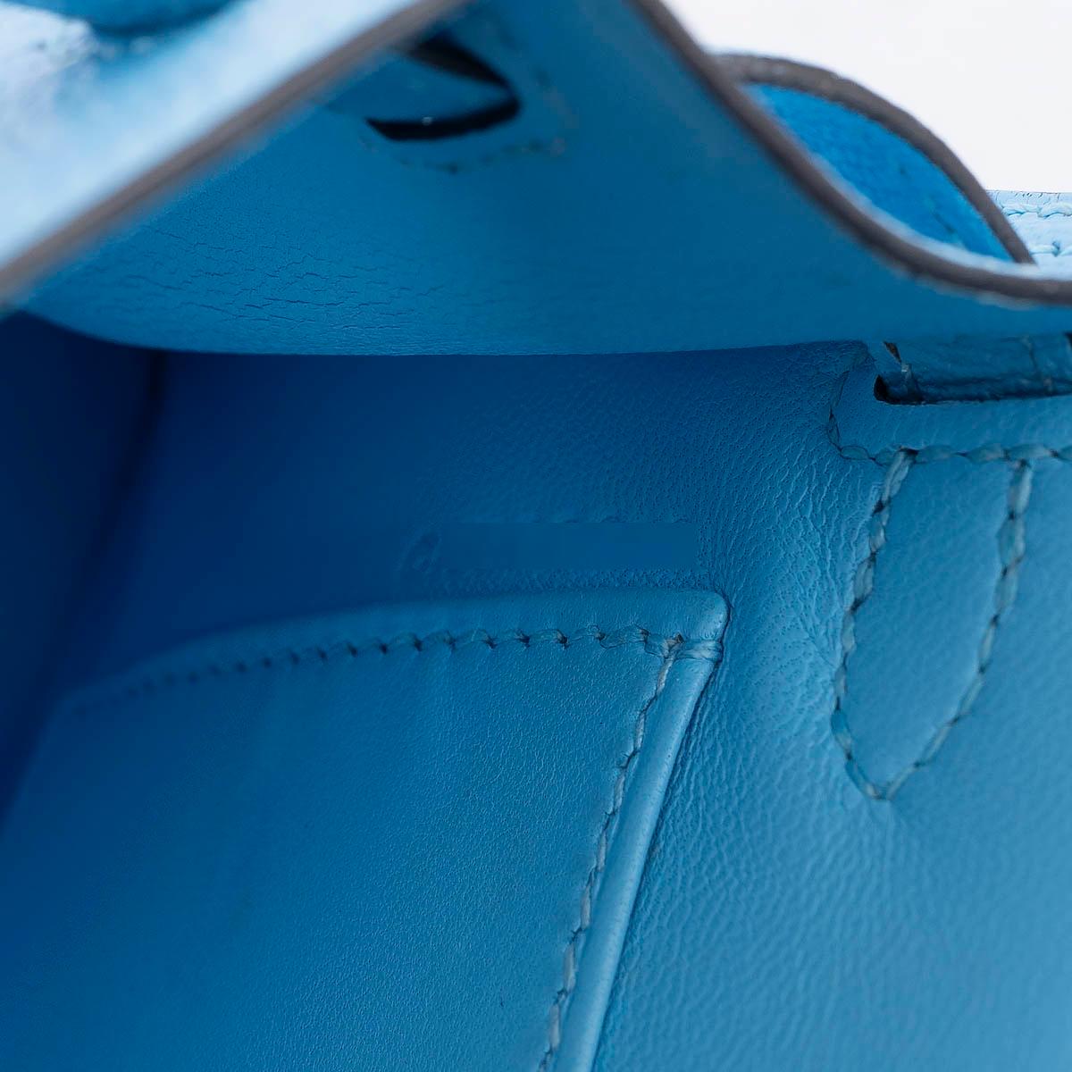 HERMES Celeste blue Mysore leather MINI KELLY 20 SELLIER Bag Phw 3