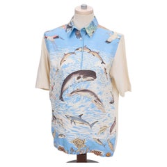 Hermès Celeste Dolphins Silk Print Polo