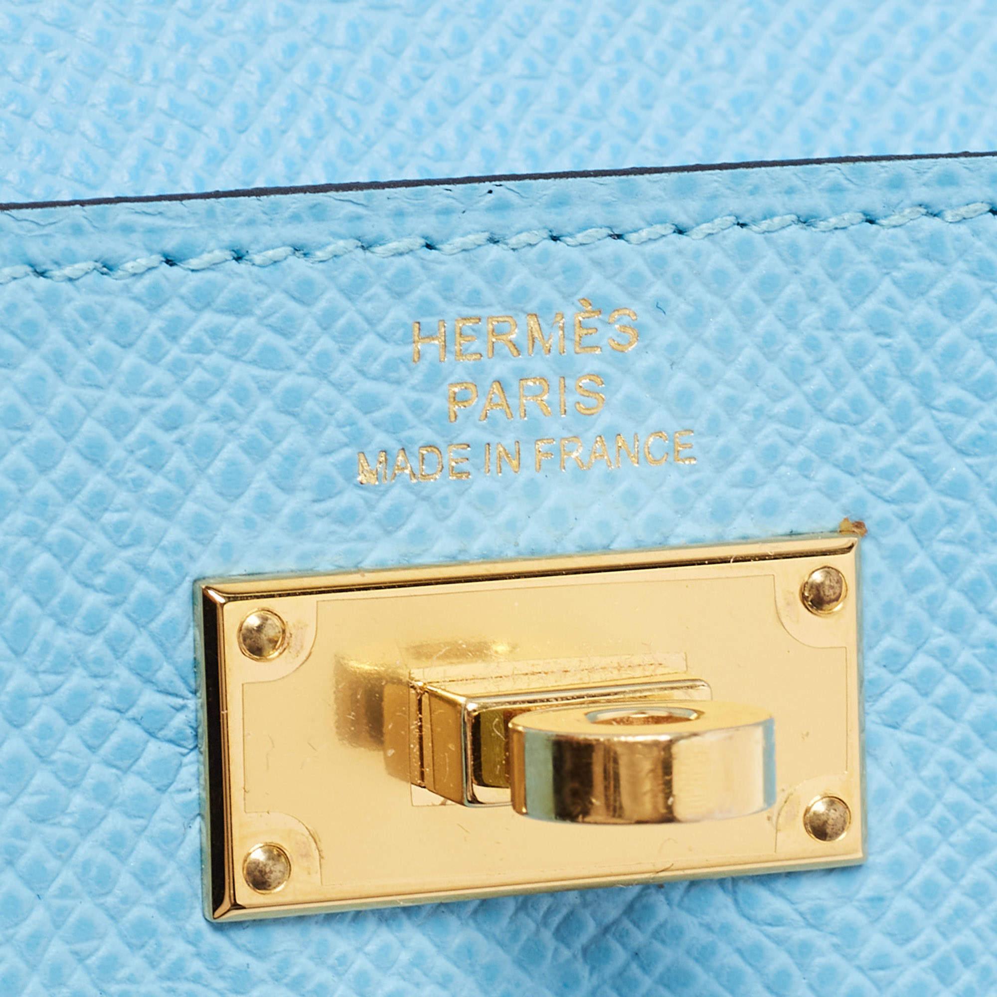 Hermes Celeste Epsom Leather Kelly Pocket Compact Wallet For Sale 6