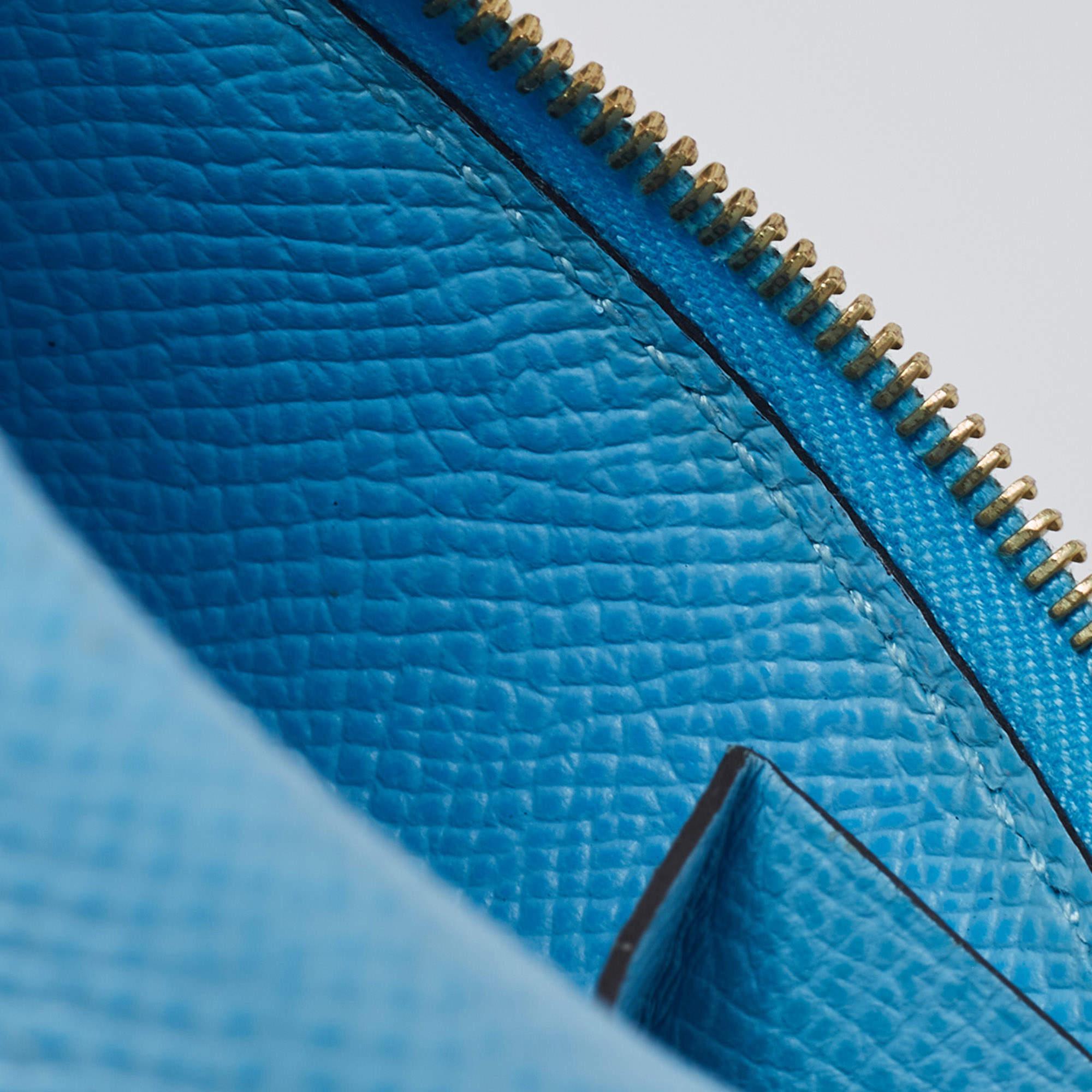 Hermes Celeste Epsom Leather Kelly Pocket Compact Wallet For Sale 7