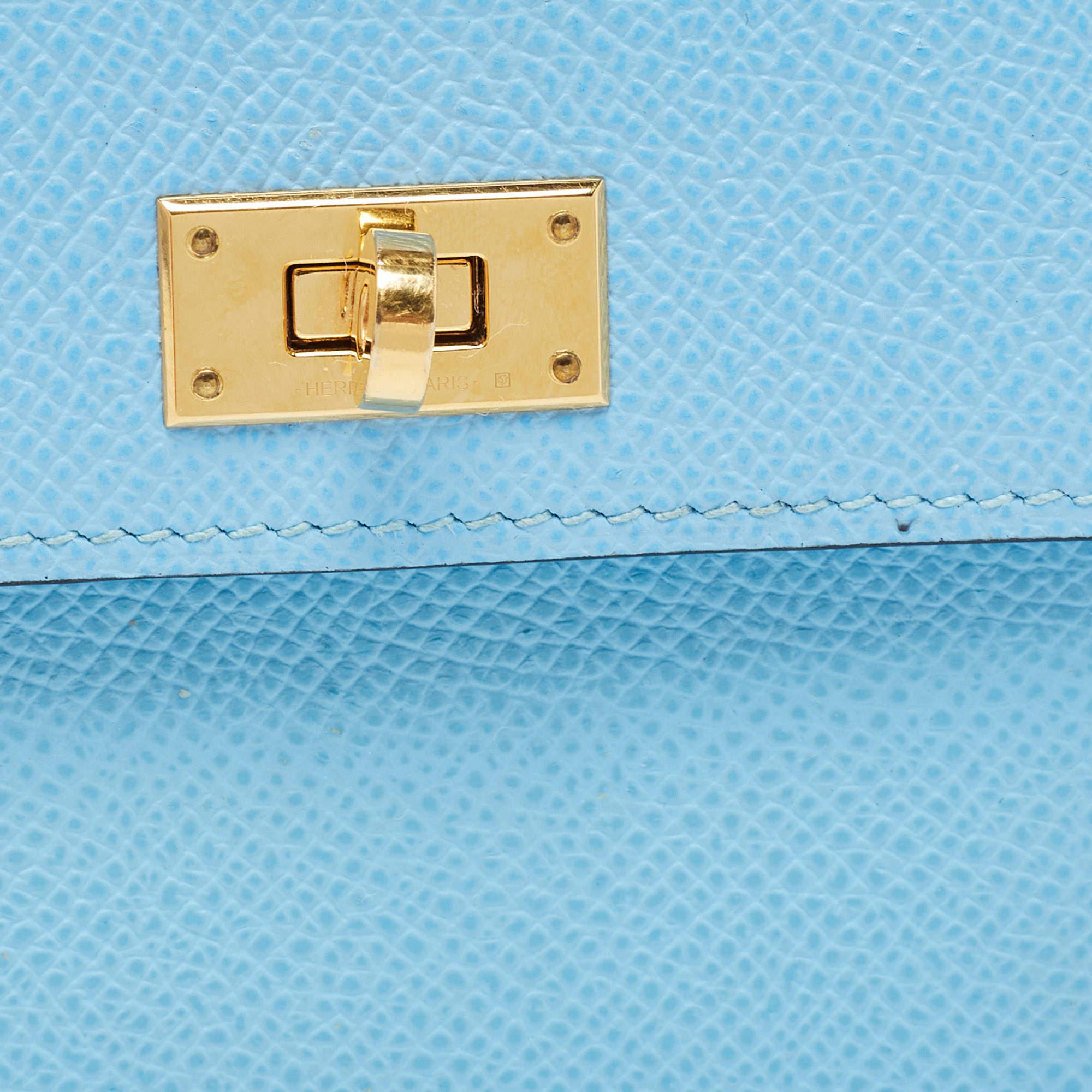 Hermes Celeste Epsom Leather Kelly Pocket Compact Wallet For Sale 9