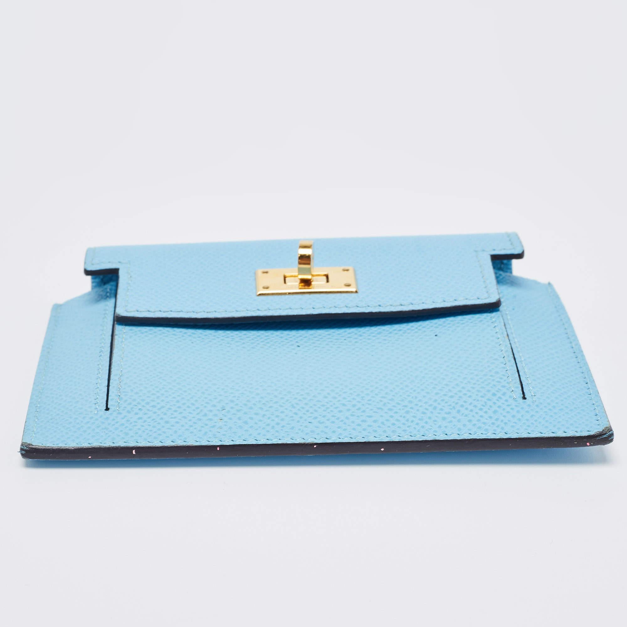 Women's Hermes Celeste Epsom Leather Kelly Pocket Compact Wallet For Sale