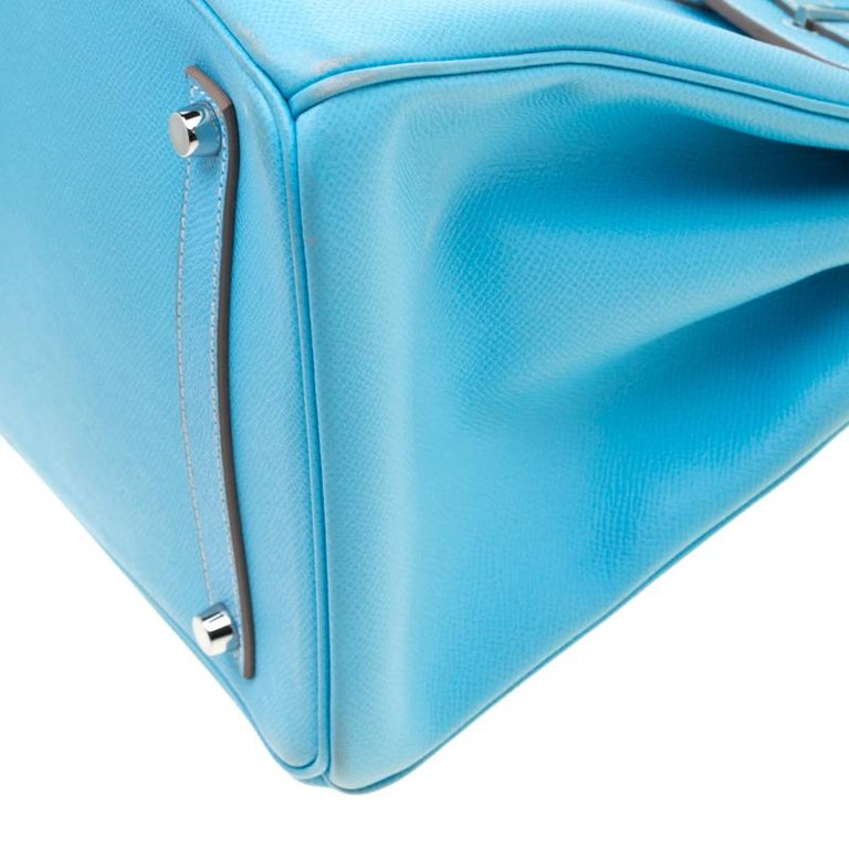 Hermes Celeste Epsom Leather Palladium Hardware Birkin 35 Bag