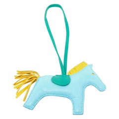 Hermes Celeste/Lime/Malachite Milo Leather GriGri Rodeo Bag Charm MM