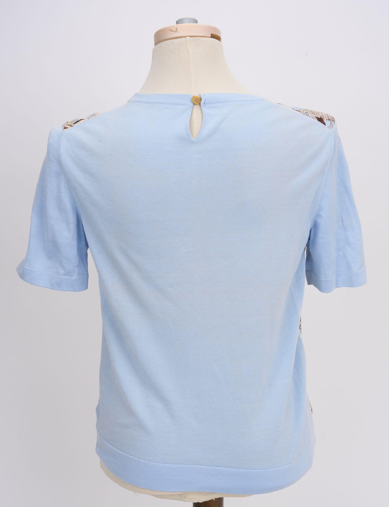 Gray Hermès Celeste Mythologie Silk Top For Sale