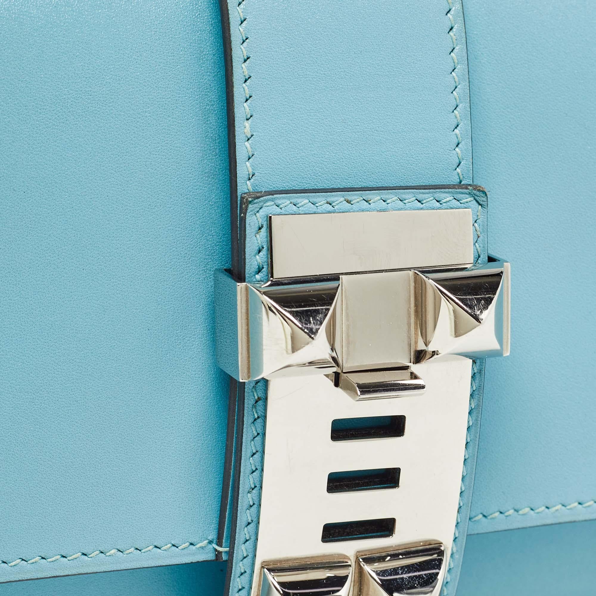 Hermes Celeste Tadelakt Leather Medor Clutch 1