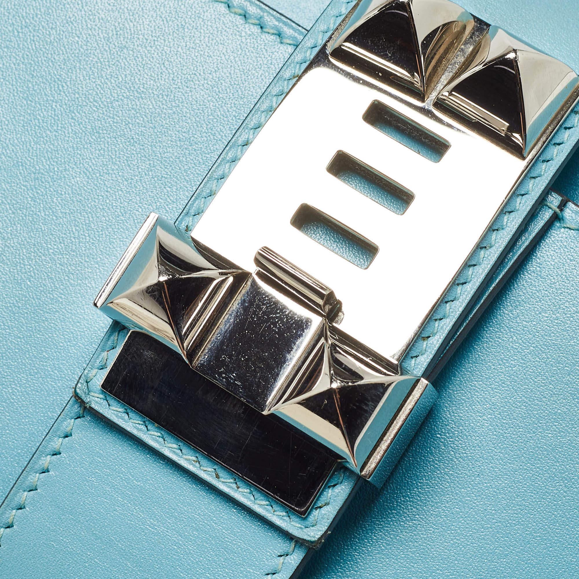 Hermes Celeste Tadelakt Leather Medor Clutch 2