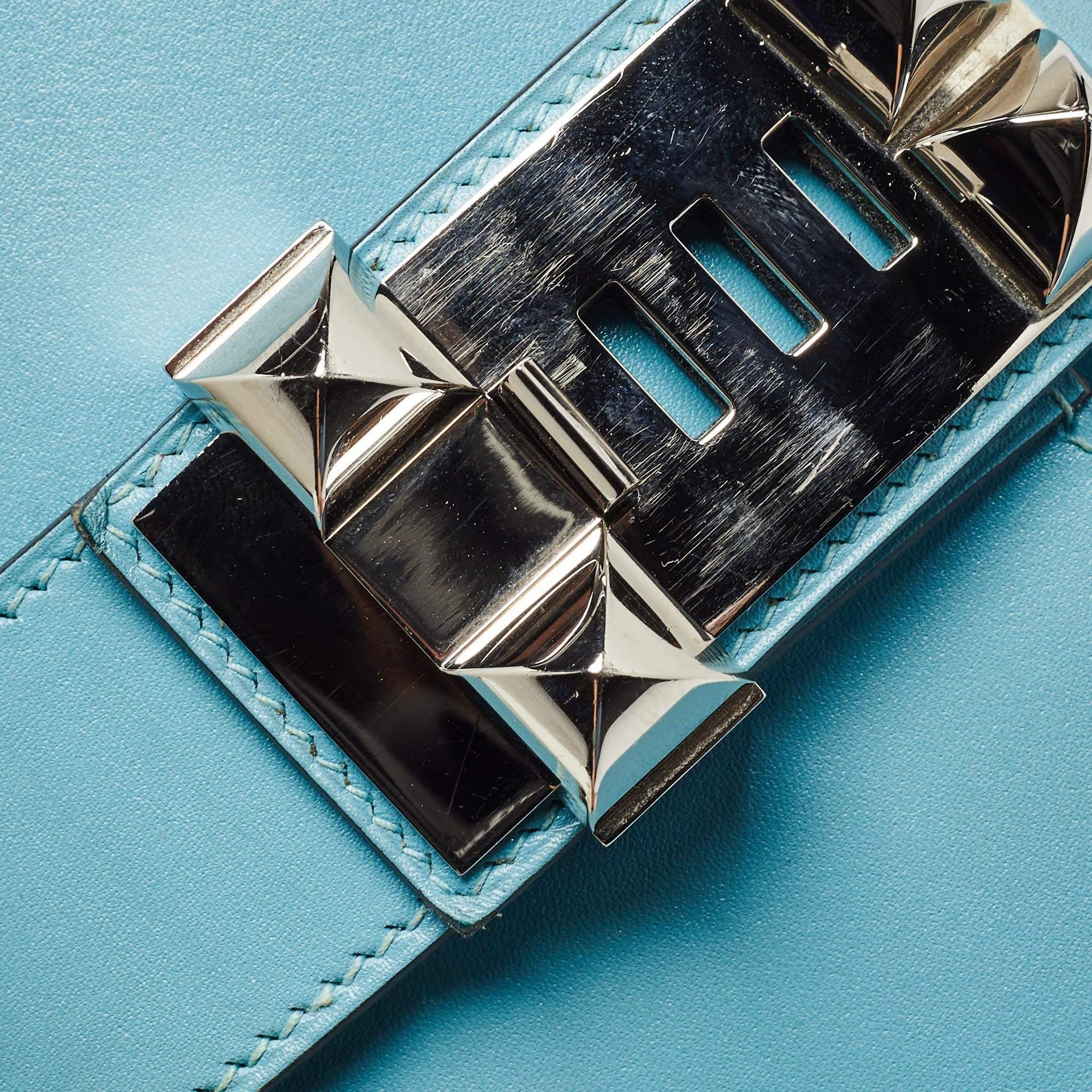 Hermes Celeste Tadelakt Leather Medor Clutch 3