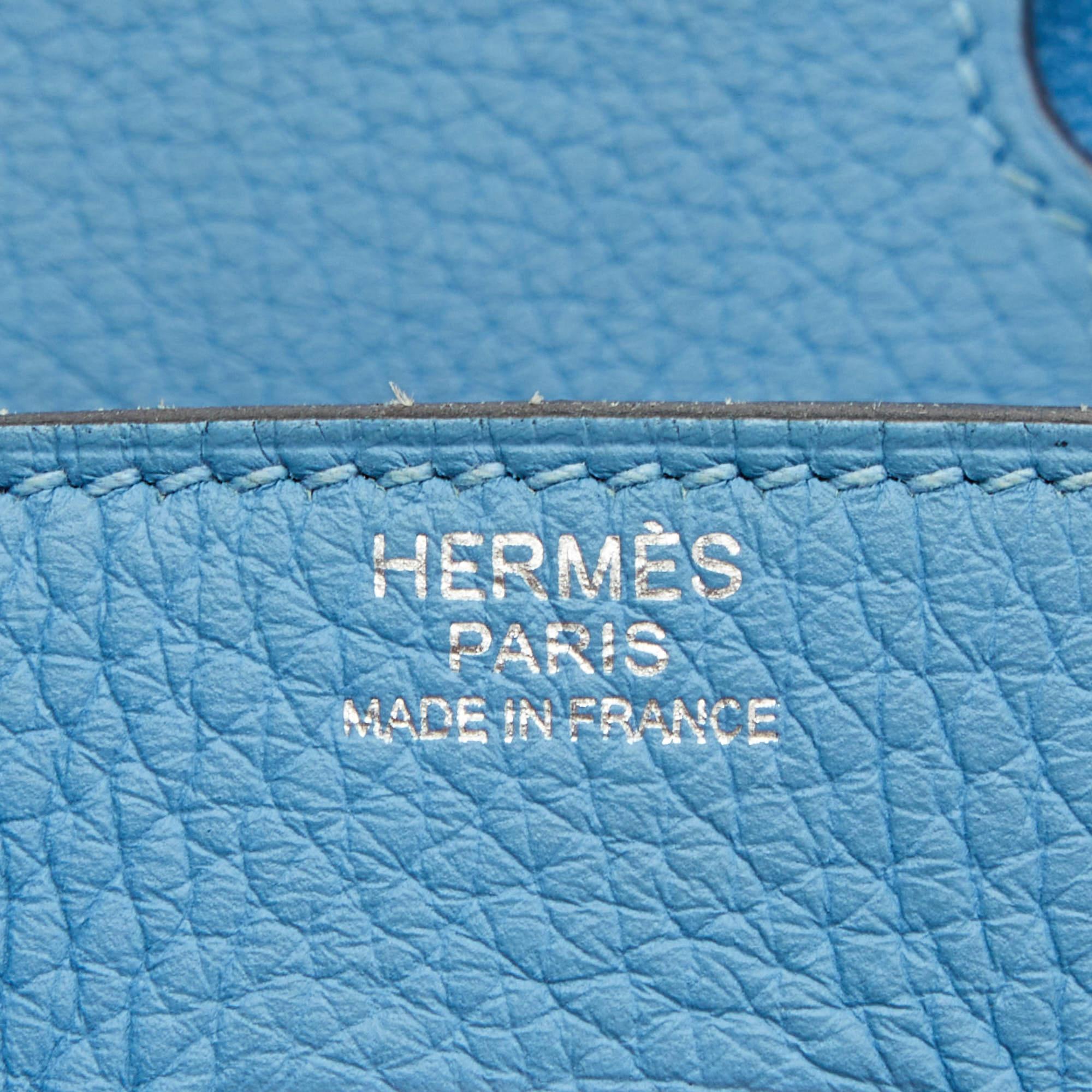Hermes Celeste Taurillion Clemence Leather Gold Finish Birkin 30 Bag 6