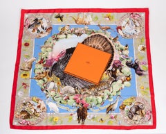 Hermès Celeste Texas Wildlife Sciarpa di seta da collezione Kermit Oliver