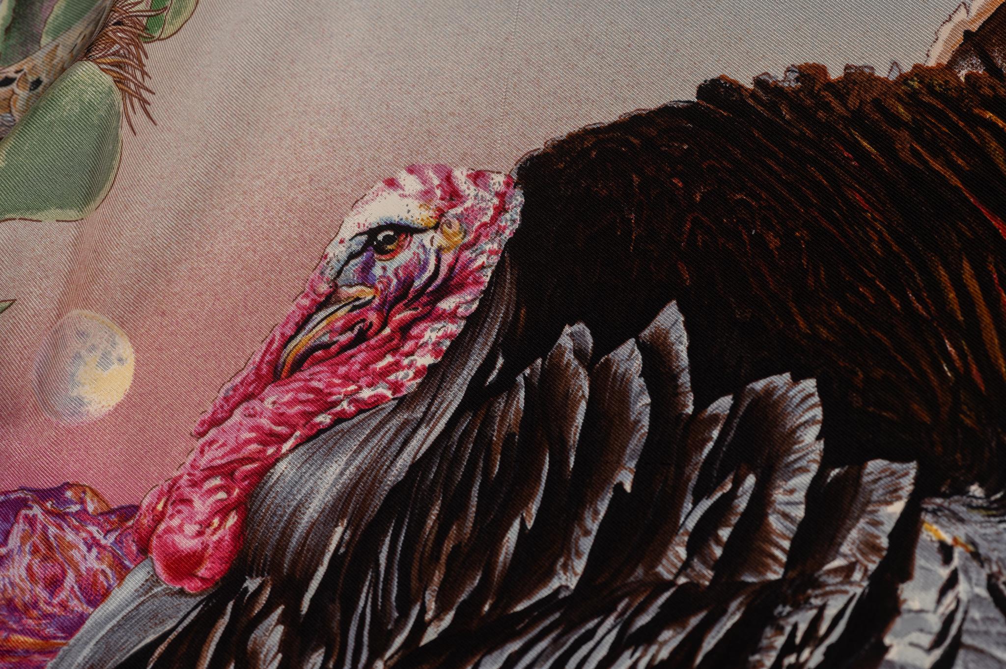 Hermès Celeste Pañuelo De Seda De Texas En Caja en venta 1