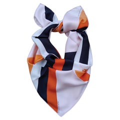 Hermès Centered Rhyme Pink Orange Navy Silk Scarf Elaine Lustig Cohen 35'