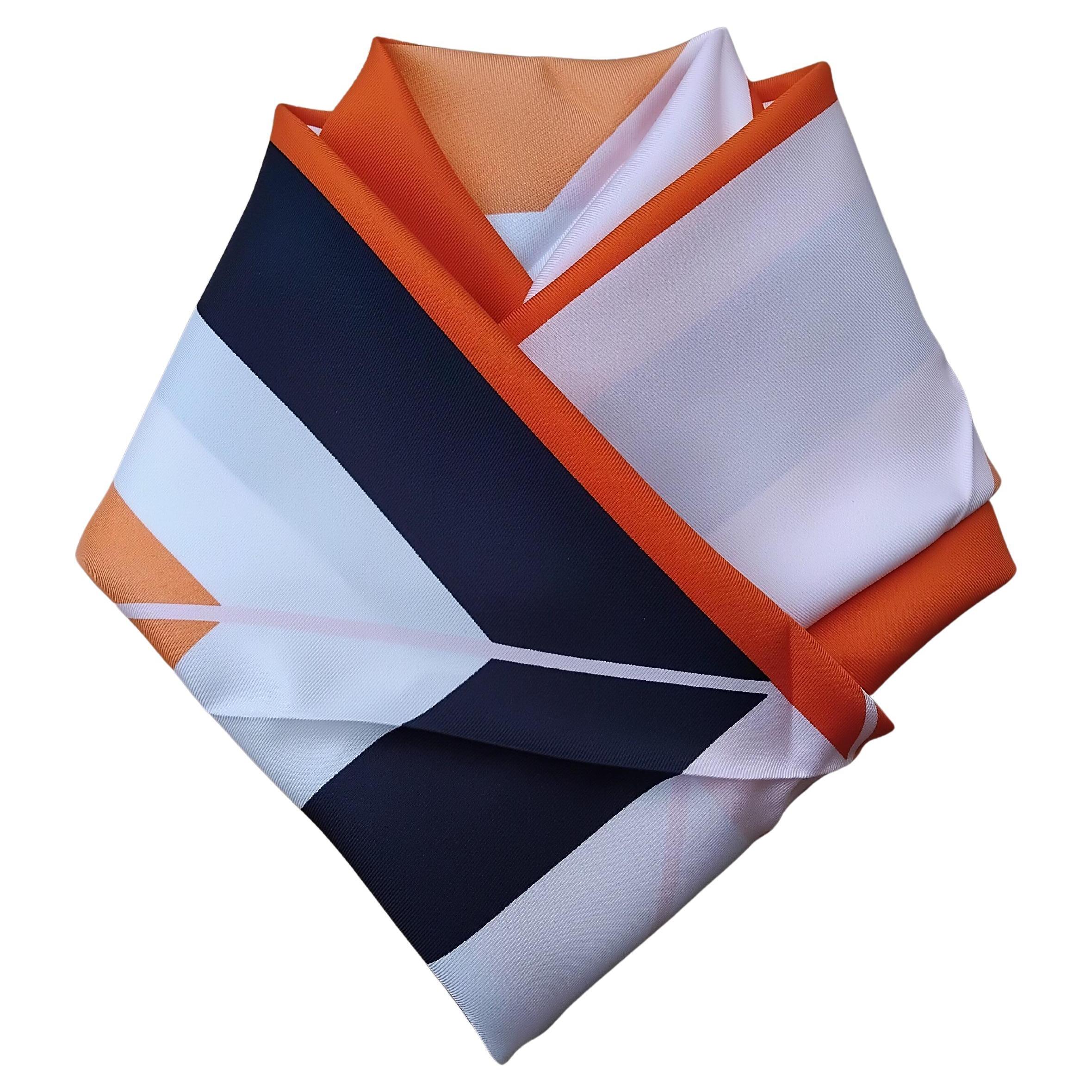 Purple Hermès Centered Rhyme Pink Orange Navy Silk Scarf Elaine Lustig Cohen 35' For Sale