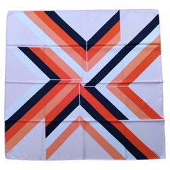 Hermès Centered Rhyme Pink Orange Navy Silk Scarf Elaine Lustig Cohen 35'