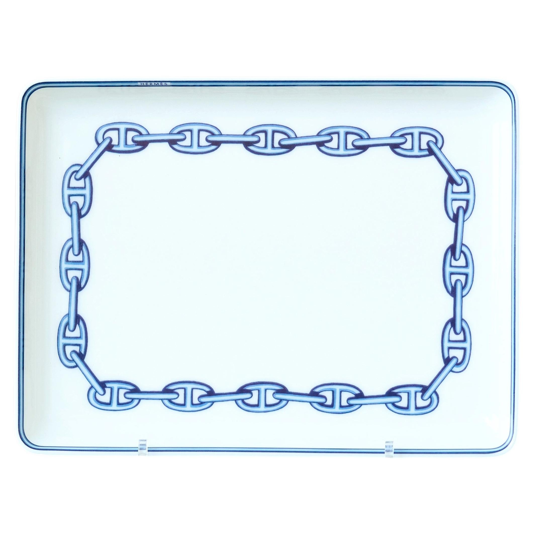 Hermes Ceramic "Chaine D'Ancre" Vide Poche or Change Tray / Trinket Dish For Sale