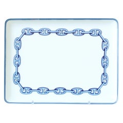Bandeja de cerámica Hermes "Chaine D'Ancre" Vide Poche o Bandeja de cambio / Plato de baratijas