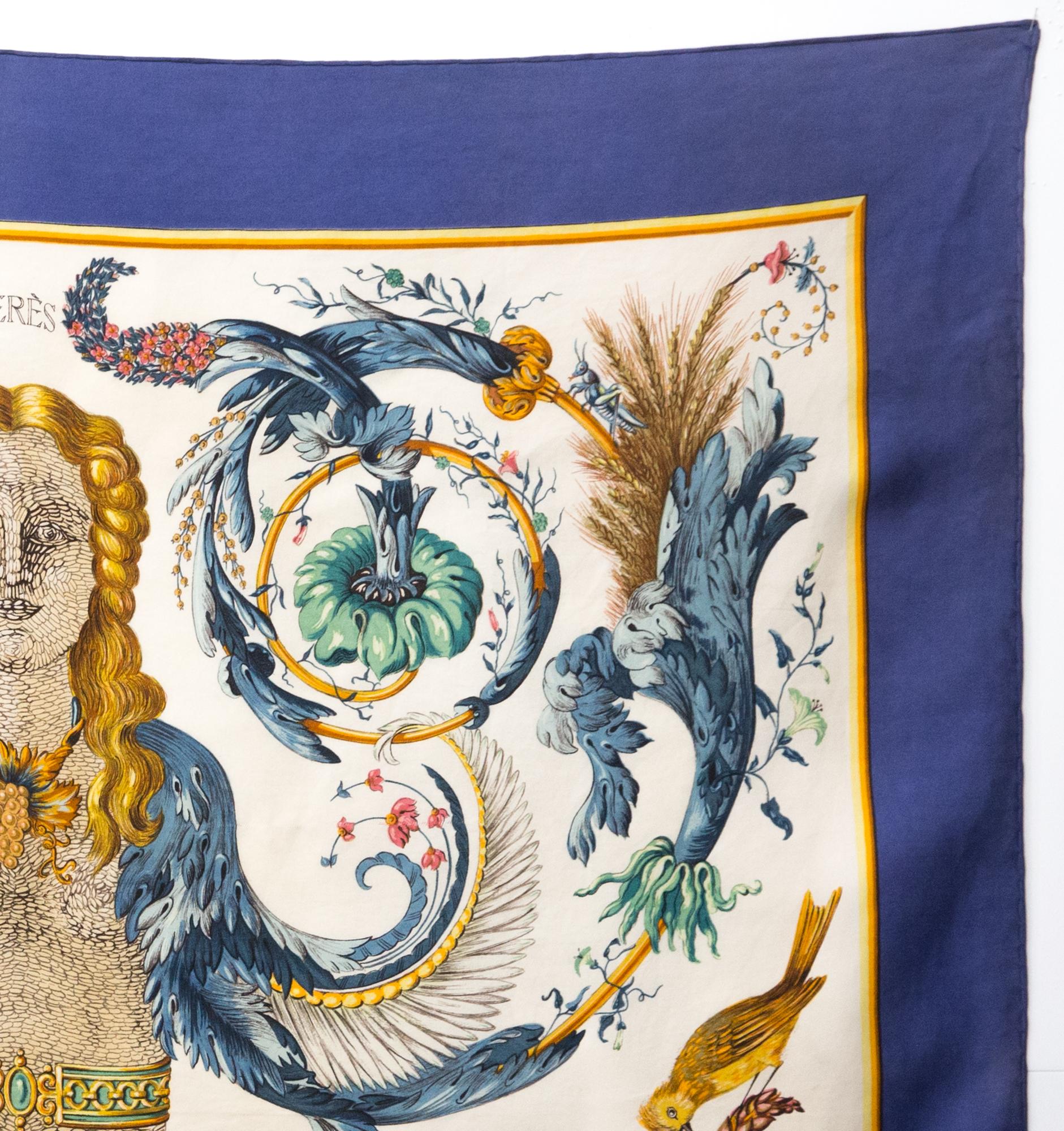 Hermes Ceres by Françoise Faconnet Silk Scarf In Good Condition For Sale In Paris, FR