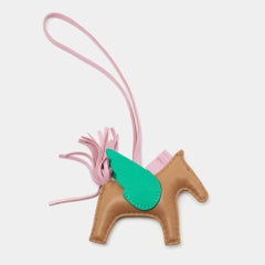 Hermes Chai/Menthe/Mauve Sylvestre Milo Lambskin Rodeo Pegase Bag Charm PM