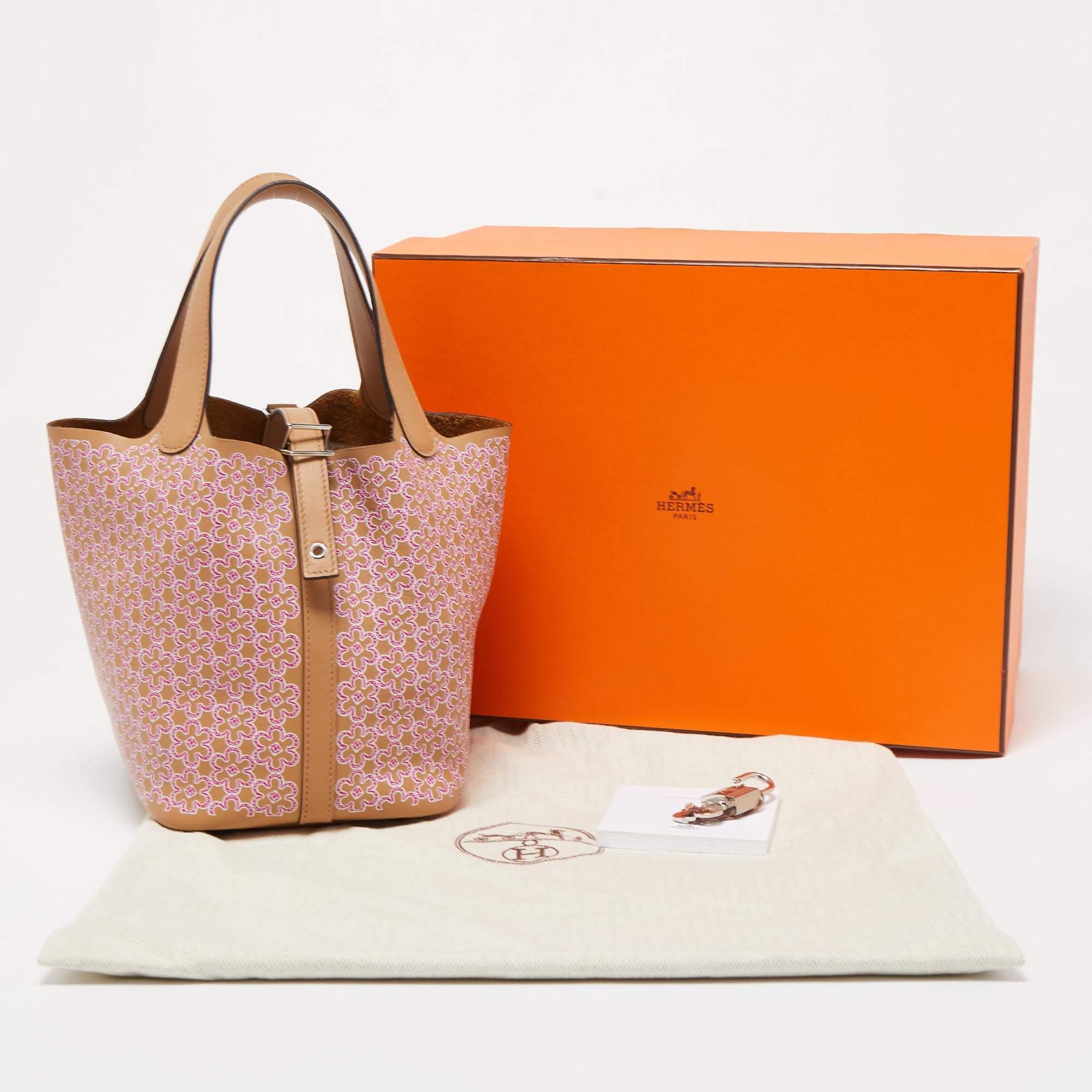 Hermes Chai/Rose Swift Leather Picotin Luck Daisy Bag 6