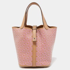 Hermes Chai/Rose Swift Borsa in pelle Picotin Luck Daisy