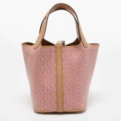 Hermes Chai/Rose/White Swift Leather Lucky Daisy Picotin Lock 18 Bag
