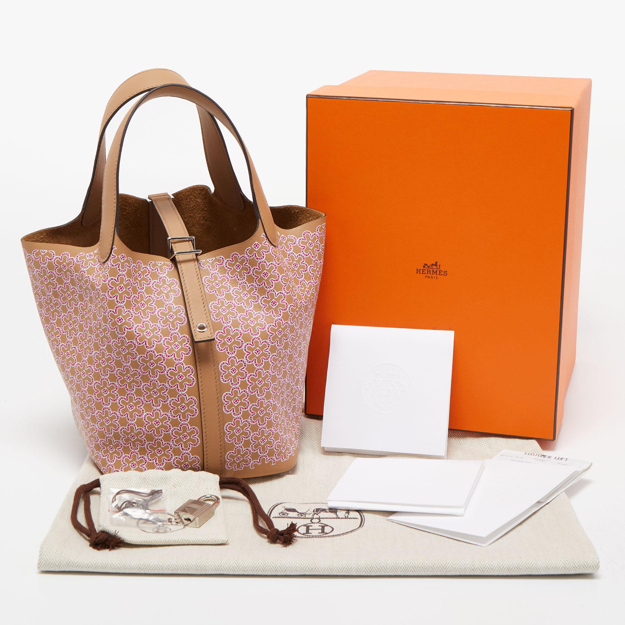 Hermes Chai/Rose/White Swift Leather Lucky Daisy Picotin Lock 18 Bag 2