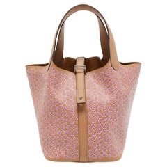 Hermes Chai/Rose/White Swift Leather Lucky Daisy Picotin Lock 18 Bag