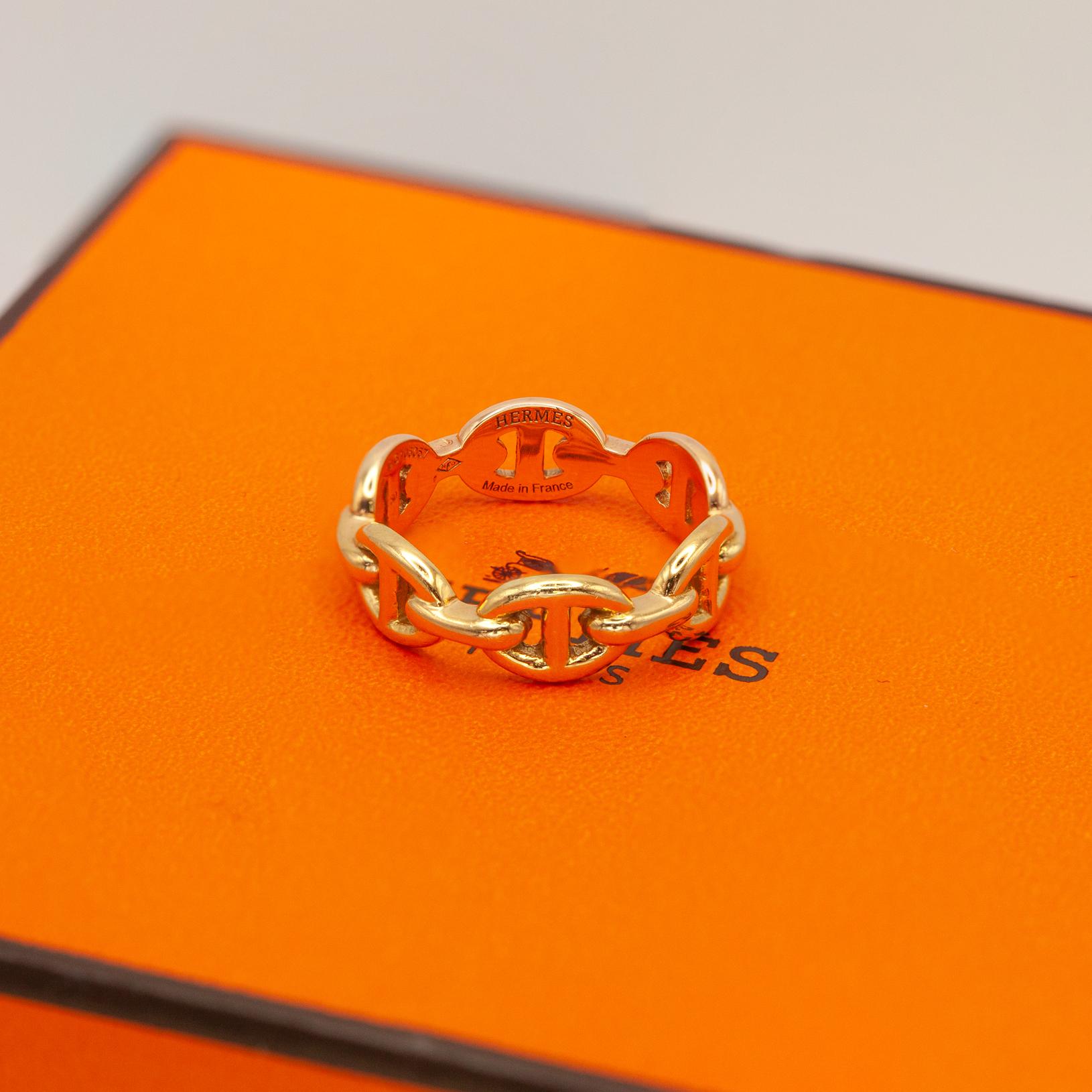 Hermes Chain d' Ancre Enchainee 18k Gelbgold Ring im Zustand „Gut“ in New York, NY