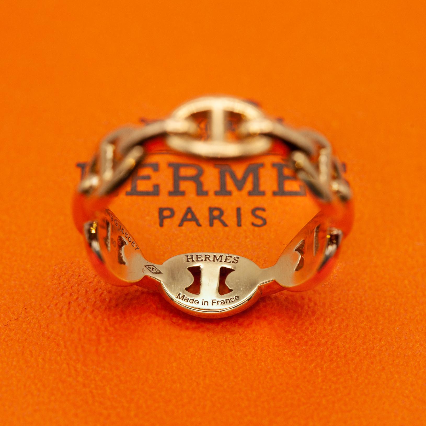 Hermes Chain d' Ancre Enchainee 18k Gelbgold Ring Damen