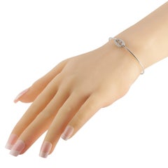 Hermès Chain D'ancre 18K White Gold Diamond Bangle Bracelet