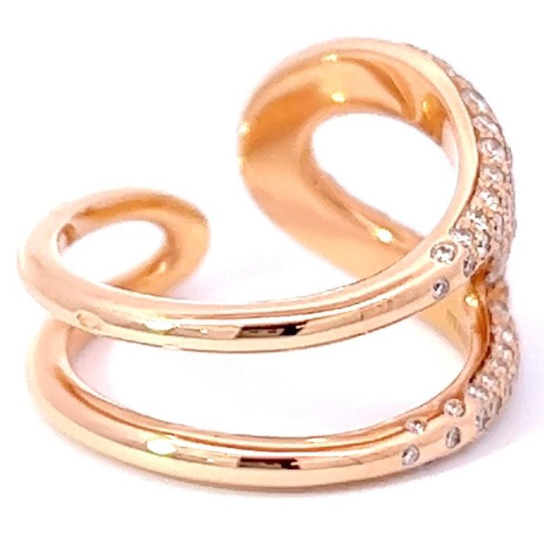 Brilliant Cut Hermes Chain D'ancre Punk 18 Karat Rose Gold Diamond Ring