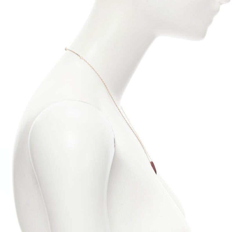 HERMES Chain D'ancre rose gold plated pink leather pendant short necklace For Sale 1