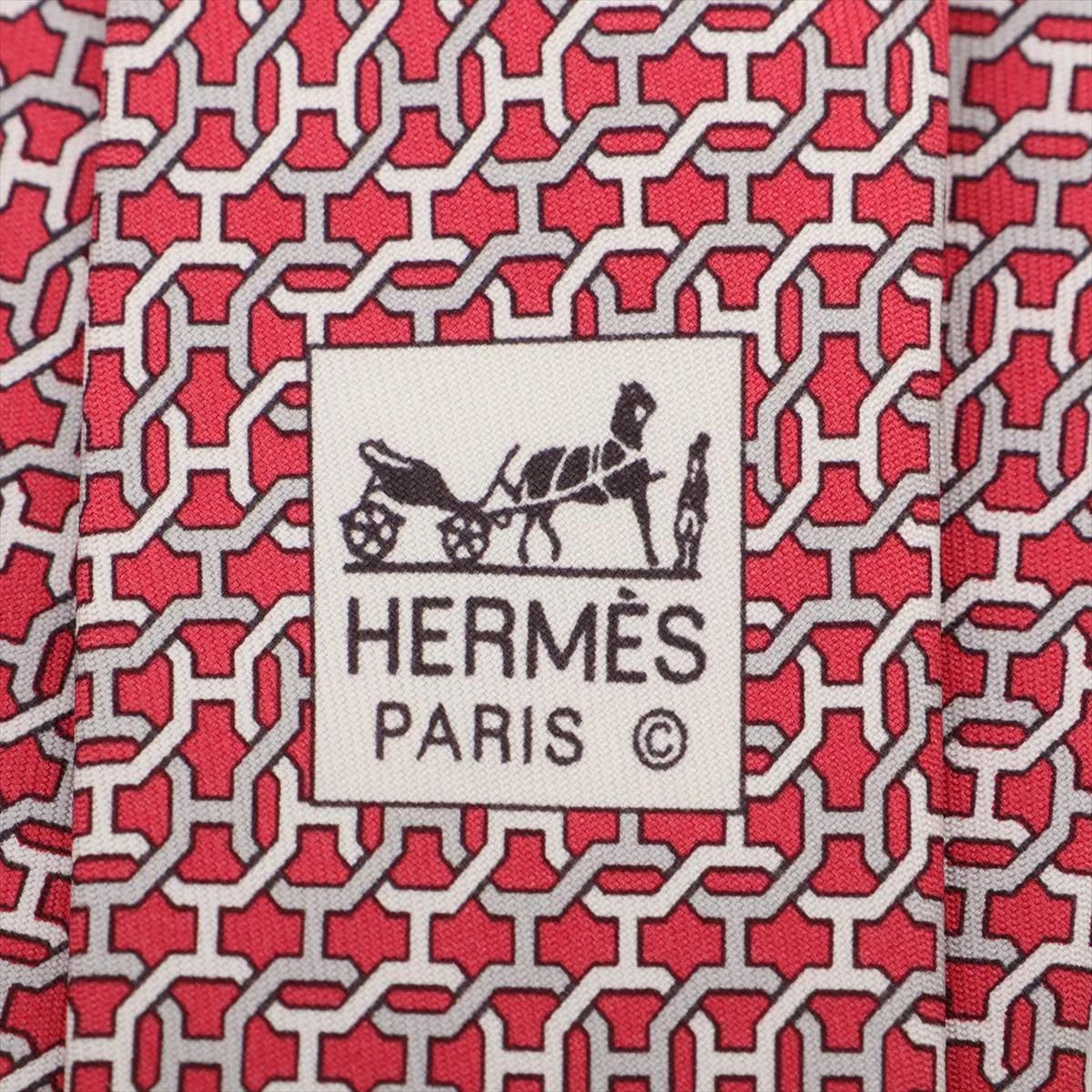 Uomo Hermès Cravatta in seta con catena H. H. Rosso