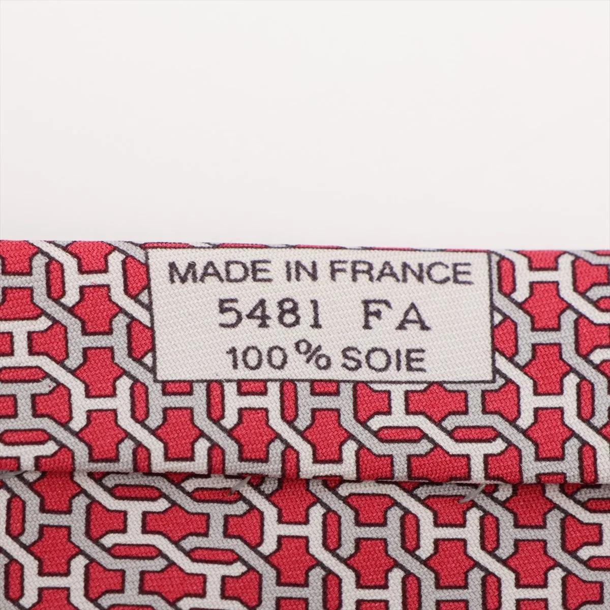 Hermès Cravatta in seta con catena H. H. Rosso 1