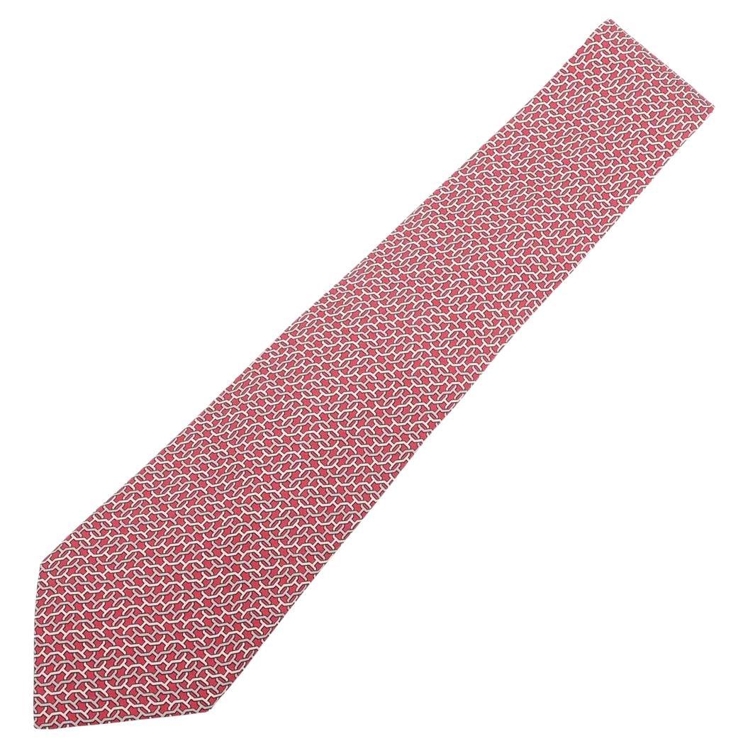 Hermès Cravatta in seta con catena H. H. Rosso