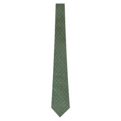 Hermes Chain-Link Geometric Print Silk Tie