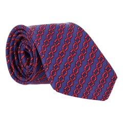Hermes Chain-Link Print Silk Tie