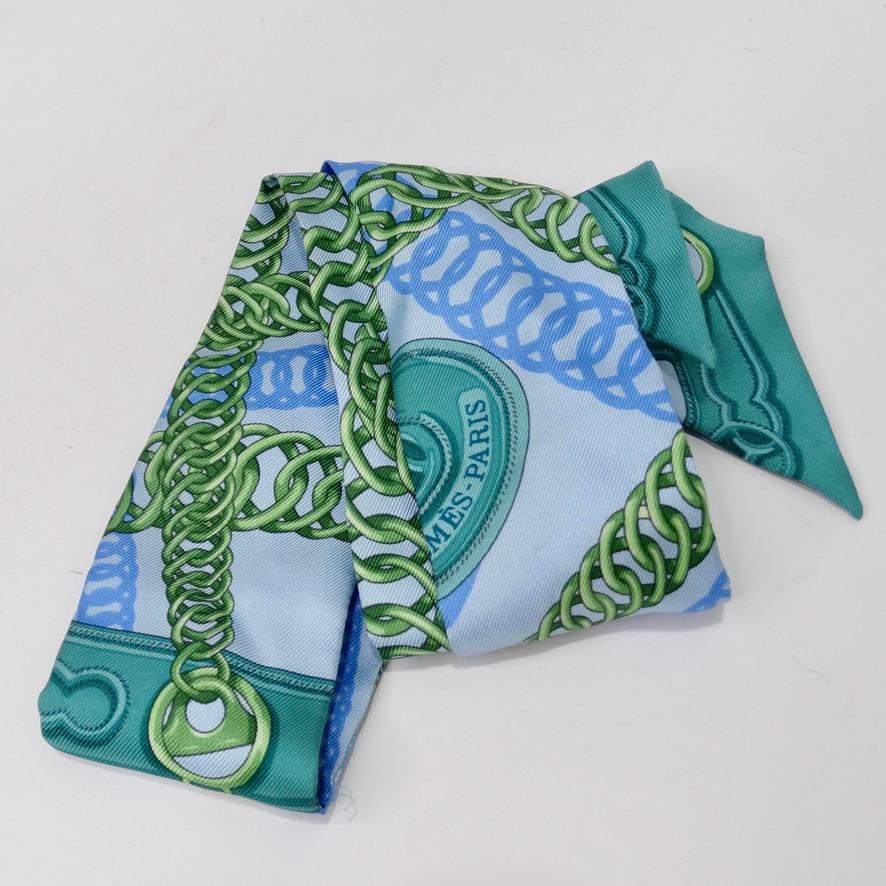 Hermes Chain Link Print Twilly In Good Condition In Scottsdale, AZ