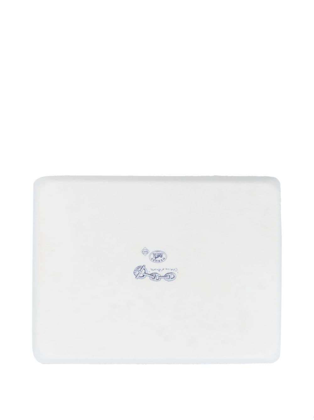 Hermes Chaine D Ancre Blue Porcelain Ashtray Organizer en Bueno estado para la venta en Paris, FR