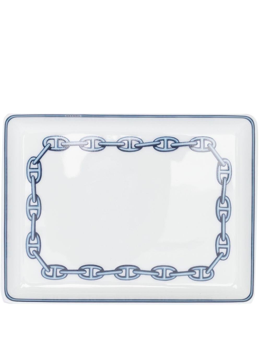 Femenino o masculino Hermes Chaine D Ancre Blue Porcelain Ashtray Organizer en venta