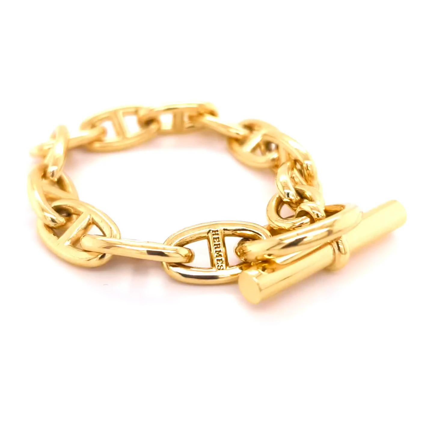 Hermès Chaine D' Ancre Yellow Gold Bracelet Large Size, circa 1995 In Excellent Condition In Valenza, IT