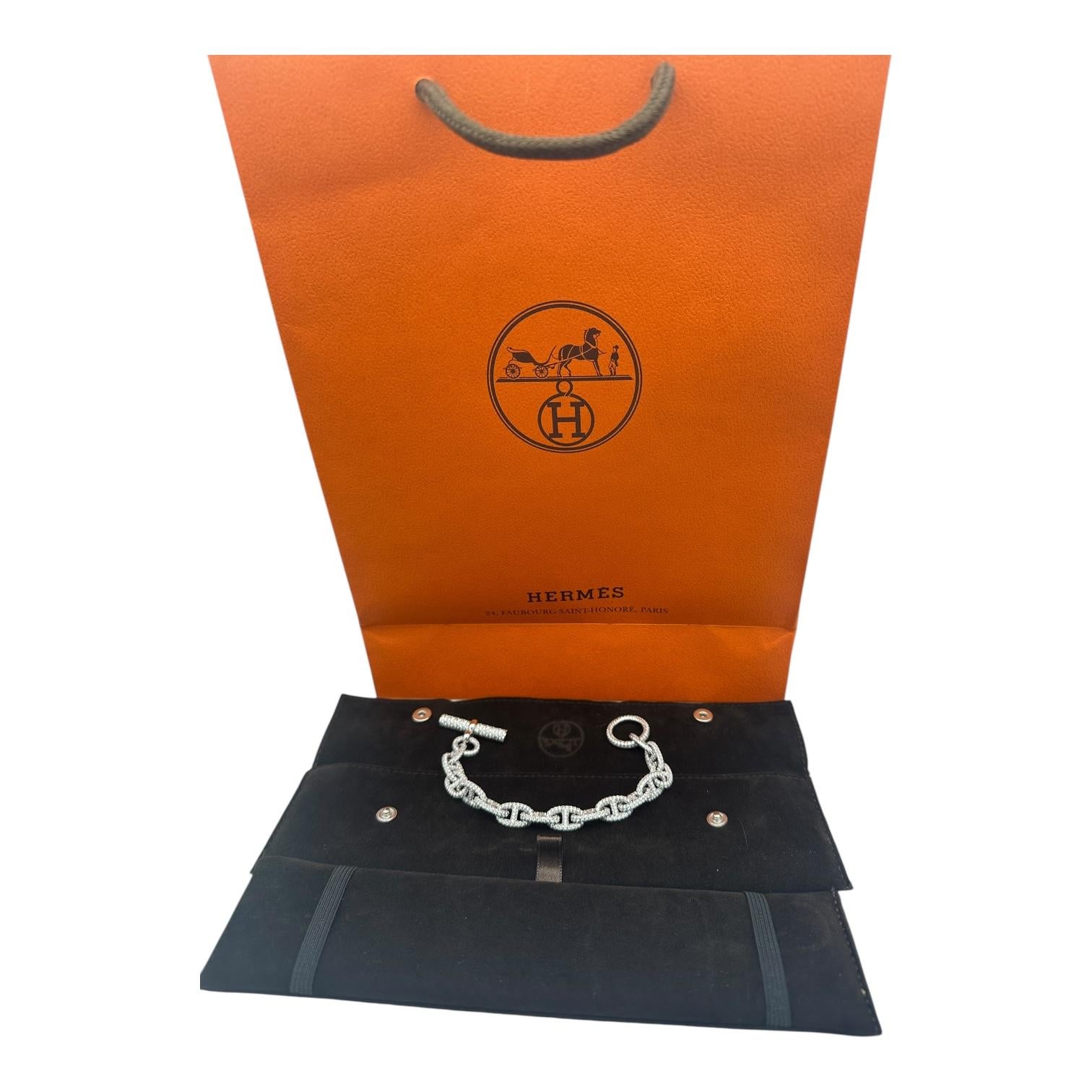 Hermes Chaine D'Ancre 13.71 Carat Diamond Link 18k Bracelet $130K Brand New 4
