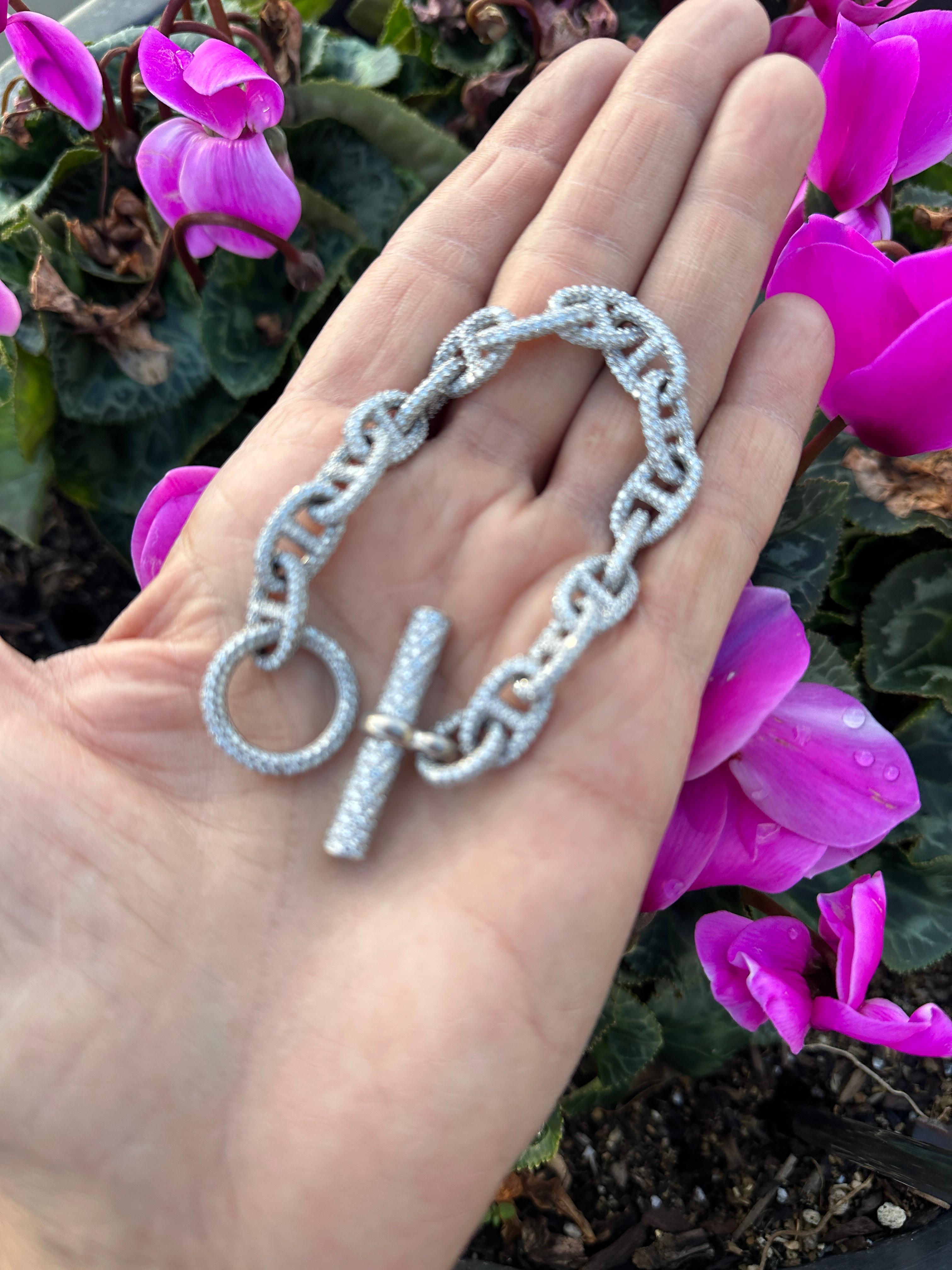 Hermes Chaine D'Ancre 13.71 Carat Diamond Link 18k Bracelet $130K Brand New 6