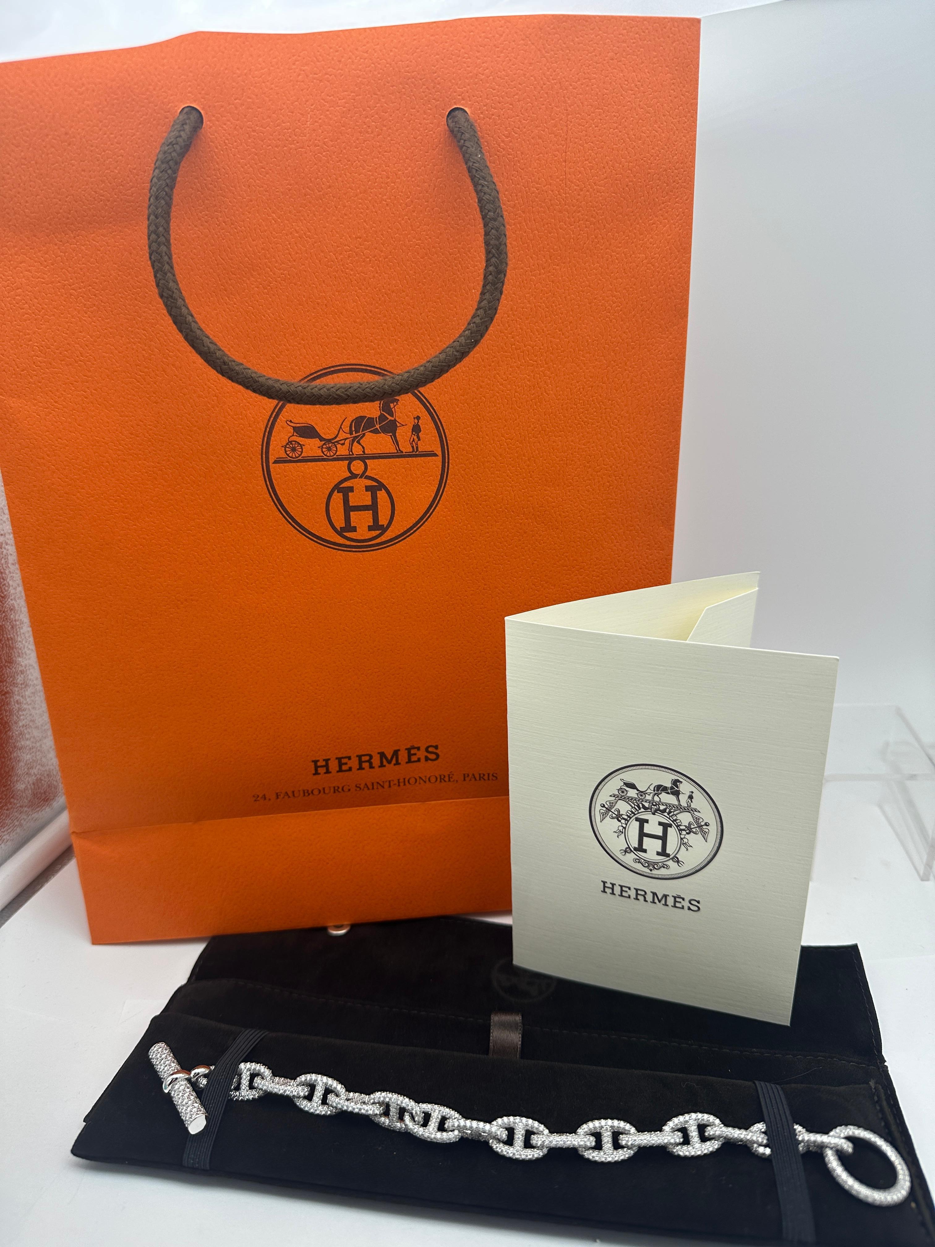 Contemporary Hermes Chaine D'Ancre 13.71 Carat Diamond Link 18k Bracelet $130K Brand New