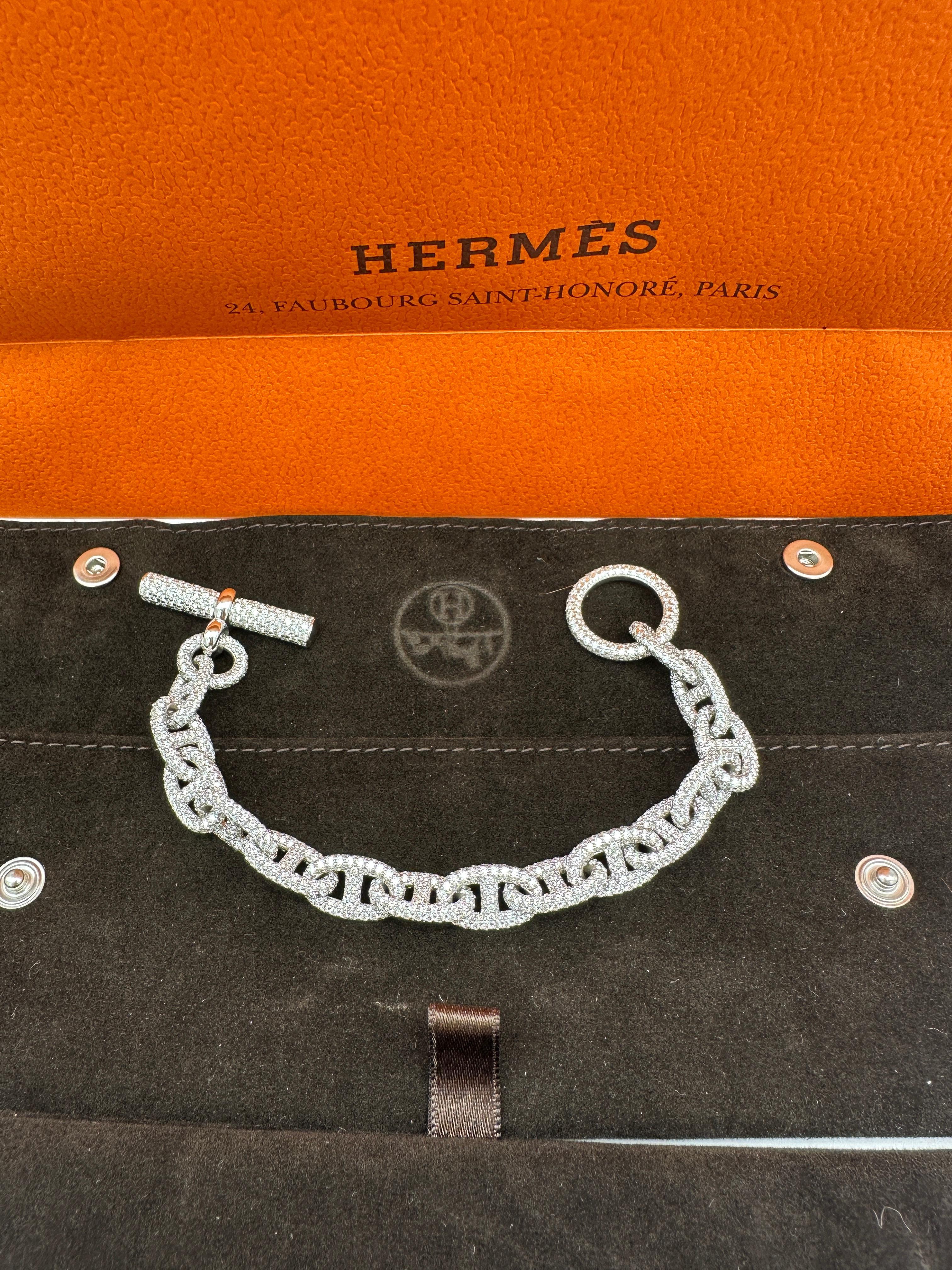 Hermes Chaine D'Ancre 13.71 Carat Diamond Link 18k Bracelet $130K Brand New In New Condition In Laguna Hills, CA