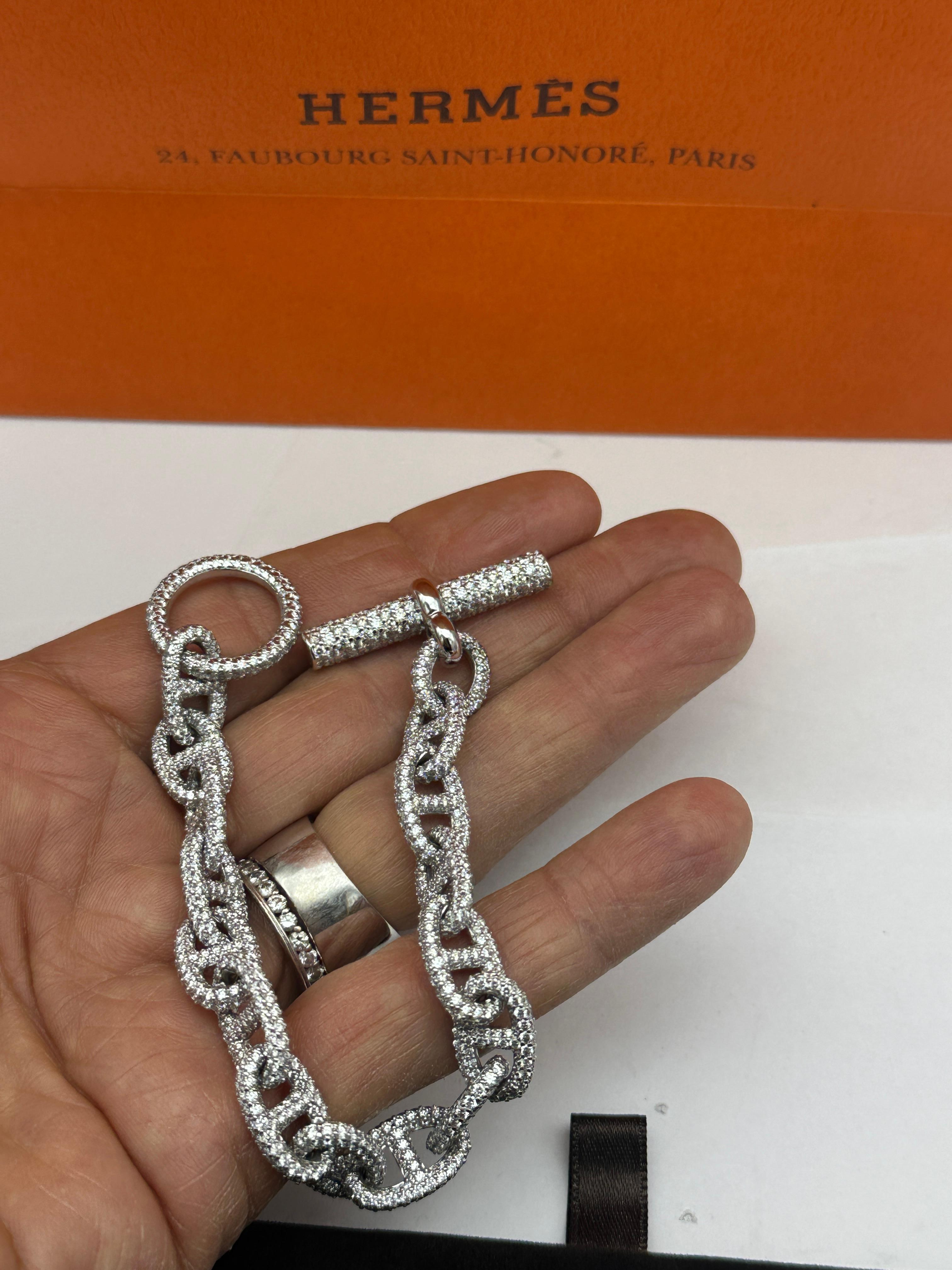 Women's Hermes Chaine D'Ancre 13.71 Carat Diamond Link 18k Bracelet $130K Brand New