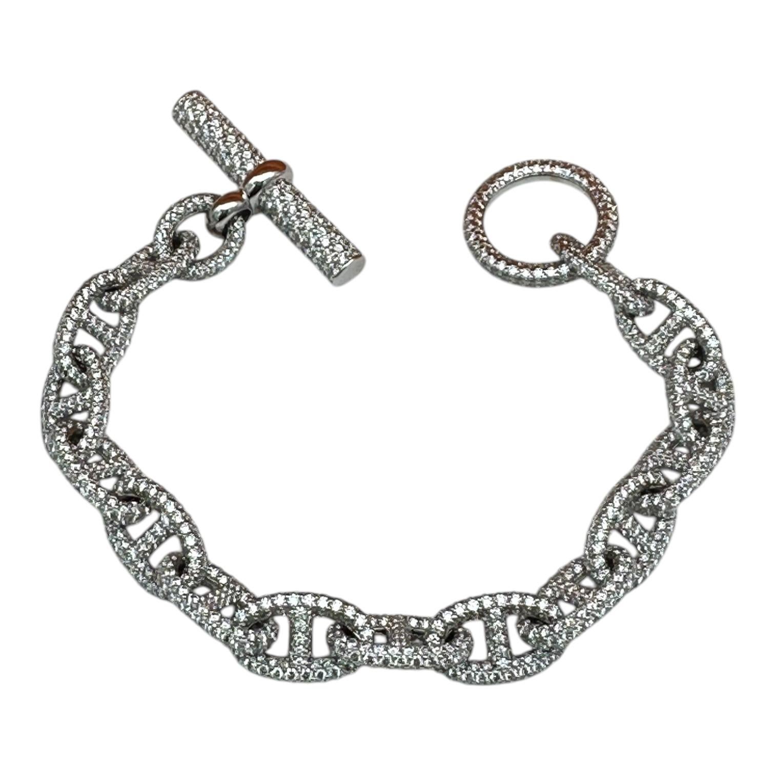 Hermes Chaine D'Ancre 13.71 Carat Diamond Link 18k Bracelet $130K Brand New 2