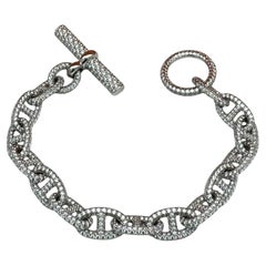 Hermes Chaine D'Ancre 13.71 Carat Diamond Link 18k Bracelet $130K Brand New