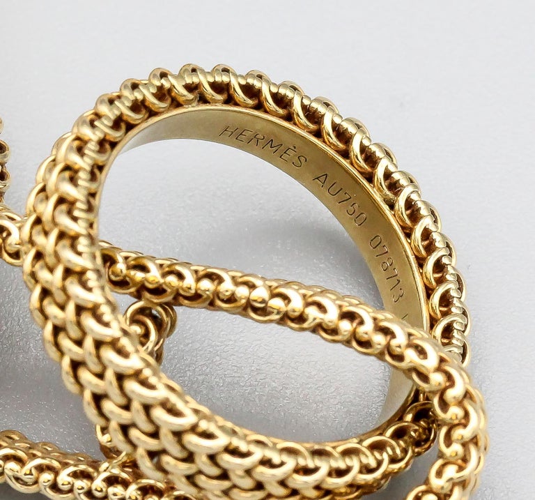 Women's Hermes Chaine D'Ancre 18 Karat Gold Flexible Mesh Toggle Necklace