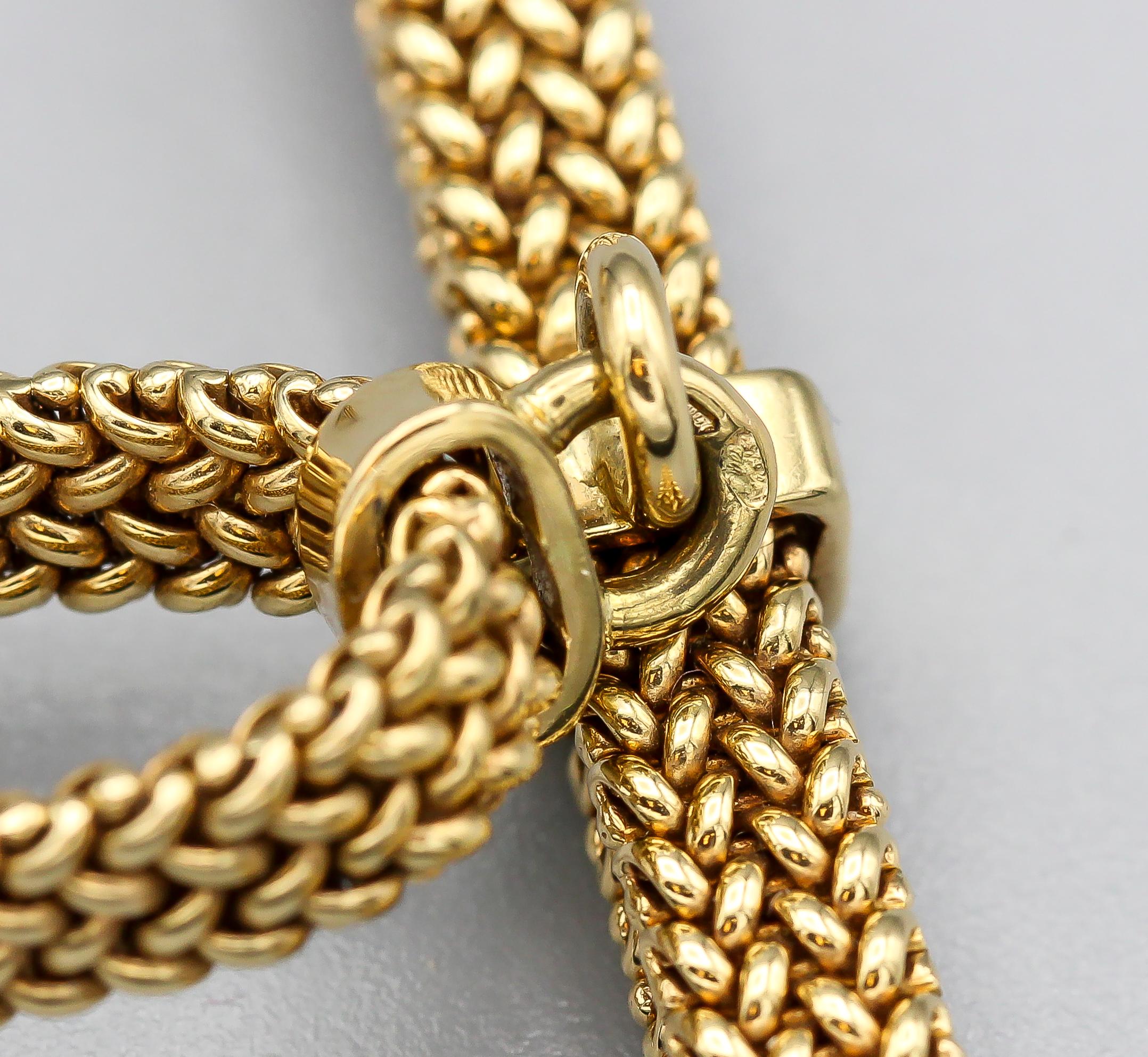 Hermes Chaine D'Ancre 18 Karat Gold Flexible Mesh Toggle Necklace In Excellent Condition In New York, NY
